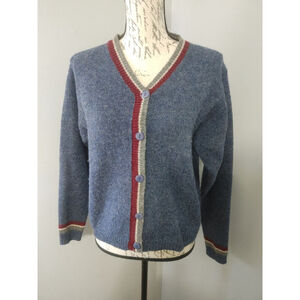Vintage Women's Fargo Clothing & Supply Co. Blue Red Wool Cardigan L